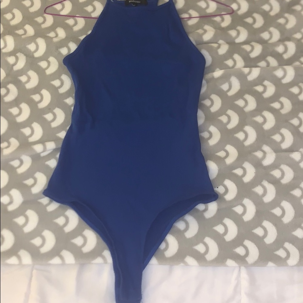 Royal blue halter top bodysuit